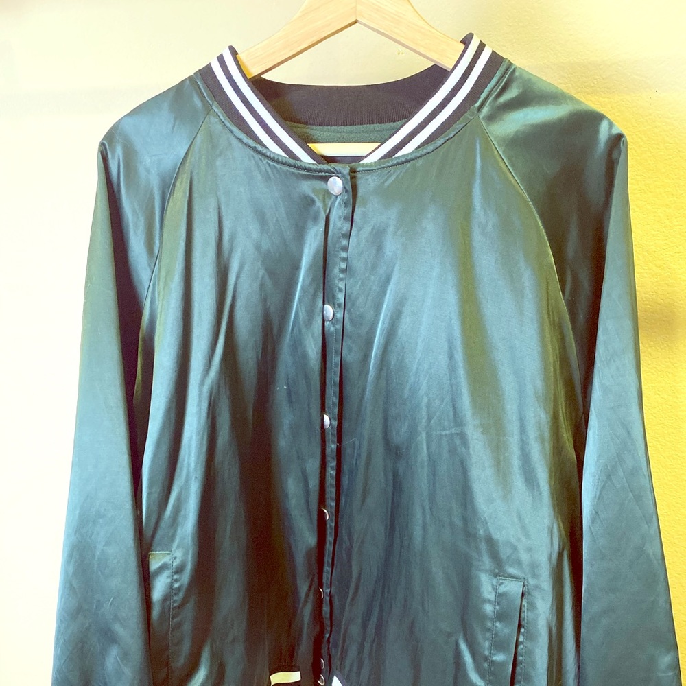 COPY - Green Satin Bomber Jacket
